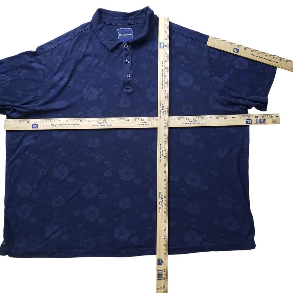 Tommy Bahama Polo Shirt Mens 3XB Big & Tall Blue Floral Tropical Pima Cotton - Picture 6 of 8